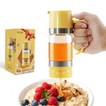 AELGA Honey Dispenser with Handle, No Drip 9 OZ Honey Jar, Syrup Dispenser for Honey, Maple Syrup, Table Use, Yellow