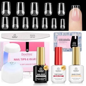Beetles Gel Nail Kit Etch-X, Square Short, 288pcs 12 Sizes Nail Tips