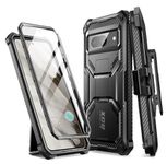 i-Blason Armorbox for Google Pixel 8A Case with Built-in Screen Protector [Support Fingerprint ID] Full-Body Rugged Bumper Protective Phone Case for Pixel 8A Case with Kickstand & Belt Clip, Black