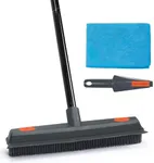 MAVRIZ Rubber Broom Carpet Rake for Pet Hair Removal, Pet Hair Broom for Hardwood Floor, Fur Remover with Squeegee