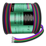 OFTENWISH 300ft RGB 4 Wire Conductor 22 Gauge Cords 4PIN 22AWG Extension Cable for LED Strips