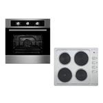 Cookology Oven & Hob Bundle | Unbranded 60cm Built-in Electric Fan Oven with Minute Minder & Solid Plate Hob Pack in Stainless Steel