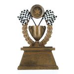 Decade Awards Racing Checkered Flag Trophy | Racing Award - 7 Inches Tall - Racing Cup Award