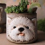 FORKAI Puppy Westie Planter Pots fo