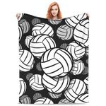 VODRM Volleyball Blanket Gifts for Teen Girls for Living Room Bedding Couch Soft Warm Lightweight Cozy White and Black Sport Throw Blankets Christmas Valentine's Day Decor 60x80in