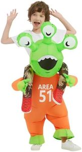 COMIN Halloween Inflatable Alien Costume Kids Cosplay Costumes Funny Ride on Blow Up Costumes Alien Suit for Teens (7-10 Yrs)