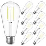 SHINESTAR 8-Pack E26 LED Bulb, 60W Equivalent, Dimmable Vintage Edison Light Bulbs, 4000K Bright White