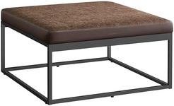 SONGMICS HOME LUIZ Collection - Ottoman, Square Coffee Table, Footstool, Reversible Top, Padded Seat, Side Table, Minimalist, Steel Frame, Max. Load 660 lb, Walnut Brown ULOM077K01