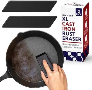IMPRESA 2-Pack XL Cast Iron Pan Cleaner & Rust Eraser, Restore Cast Iron Skillets & Cookware, BBQ Grill Rust Remover, Griddle Rust Remover, Cast Iron Scrub for Knives and Scissors, 4.75 x2 x1 Inches