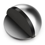 Hotop Self-Adhesive Floor Door Stoppers Oval Stainless Steel Door Stop Floor Mounted Half Moon Wall Protector Polished Doorstop with Glues for Hard Floor Glass Door to Protect Walls and Doors, Silver