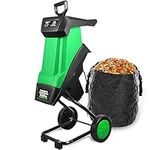 UPIKIT Garden Shredder Wood Chipper, 2400W Electric Wood Leaf Branch Chipper Shredder Mulcher with 40mm Cutting Width, Multifunctional Leaf Branch Shredder, Includes 50L Collection Bag