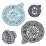 Alyvisun 2Pcs Silicone Shower Drain Hair Catcher with Sucker, Sink Strainer Hair Catcher, Shower Hair Stopper Drain Protector for Bathroom Bathtub Kitchen (Blue + Grey)