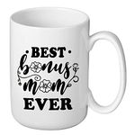 Eweisheit 15 Ounces Best Bonus Mom Ever Gift Mug - Mom Gift from Daughter Son, Mothers Day Gift for Wife from Husband, Birthday Gift for Mom