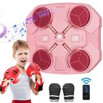 VOLLO Boxing Machine for Kids, 2024 Smart Bluetooth Music Boxing Machine, USB Charging Boxing Machine Wall Mounted with 3 Speed Levels, Gloves, Cool Lights, Boxing Pads for Kids Boys Girls Gift (Pink)