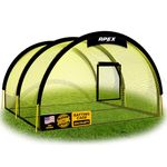 Apex Sports Portable 22ft x 12ft x 8ft Baseball & Softball Batting Cage with Pitching Machine Hole, 3ply 1.25'' Yellow Netting, Secure Steel Poles, 12.7MM Fibreglass Poles, Carry Bag Included