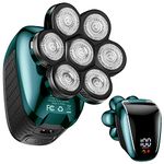 Wyklaus Head Shaver 7D, Upgrade 10 In 1 Head Shavers For Bald Men, Head Electric Razor With Nose Hair Sideburns Trimmer, Waterproof Wet/Dry Mens Grooming Kit, Anti-Pinch, Led Display ¼Green ¼