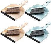 Jucoan 4 Pack Dustpan and Brush Set, Small Portable Handheld Dustpan and Brush Combo for Cleaning Home Office School Classroom Desk Table Countertop Sofa Bed Pet Care