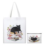 Candcamp Cat Gift for Women Canvas Cat Tote Bag and Makeup Bag Birthday Gifts Thank You Gifts Personalised Gifts Small Travel Gifts Gifts for Women Teachers Girls Friends Sister