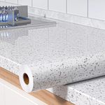 MelunMer White Glossy Marble Contact Paper for Countertops 23.6”×393” Self Adhesive Removable Wallpaper Granite Peel and Stick Wallpaper for Bathroom/Kitchen/Cabinets Waterproof Easy to Clean