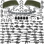 BrickBounty 400pcs Weapons Machine Guns Rifles Compatible with Major Brands, Minifigures Armor and Guns Toy-Soldiers and Police WW2 Modern SWAT Battle Ammo Belt Gas Mask-Decations for Army-Men