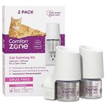 Comfort Zone Cat Calming Diffuser Kit, Cat Pheromone Spray, 2 Diffusers and 2-1.62 fl ox (48mL) Refills, New Formula (100540198)