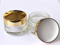 JARBAZAAR (WHOLESALE PACK OF 24 PCS) 50 GRAM CLEAR GLASS COSMETIC JAR with shiny golden cap for Beauty, Cream, Blends, Skin Care, Hair Care, Travel, Toners, Cosmetic & DIY