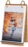 SEEHAN 5x7 Photo Frames Wooden Flip Photo Album 5x7 Pictures on Stand Vertical Display for Tabletop, with 60 PVC Pockets