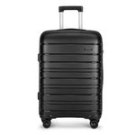 Kono Lightweight Polypropylene Medium Check in Luggage with 4 Spinner Wheels TSA Lock YKK Zipper Hard Shell Travel Trolley Suitcase (Black, 65cm 66L)