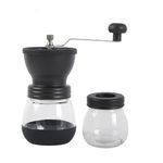 Eidyer Manual Coffee Bean Grinder, Handheld Portable Coffee Mill Ceramic Bur with Adjustable Coarseness, with Transparent Storage Jar, Compact Design for Home, Office,Travelling & Outdoors