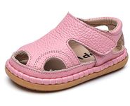 DADAWEN Baby Boys Girls Summer Lightweight Soft Sole Closed-Toe Outdoor Leather Athletic Sandals Pink US Size 4 M Toddler