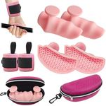 Rypt Grip for Weight Lifting, Silicone Anti-Slip Gym Grips for Men Women, Ergonomic Palm Protection Gloves for Dumbbell, Barbell, Weight Lifting and Pull-Ups（2 Pack） with 1 Pair Wrist Straps (Pink)