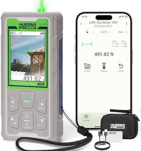 Laser Measuring Tool, Huepar Pro 495Ft Outdoor Laser Measure with Camera & Bluetooth Connected, Laser Distance Meter with P2P Technology, Free APP, IP68, Micro USB Cable, Hand Strap & Pouch - SW-150GQ