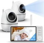 Abdtech Baby Monitor No WiFi - 1080P HD 5" Video Monitor IPS Screen 4X Zoom, 32-Hour Battery, 2 Rotating Cameras with Speaker, Night Vision, VOX, 2-Way Talk, 1200ft Range Indoor