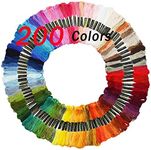 Embroidery Floss Friendship Bracelet String Cross Stitch Threads with DMC Color Numbers, 6 Strands 8.75 Yard (200 skeins)