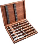 EZARC 6pc Wood Chisel Set for Woodworking - CRV Steel with Ash Wood Handle in Wooden Presentation Box