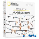 National Geographic Magnetic Marble Run - 75-Piece STEM Building Set for Kids & Adults, Magnetic Track & Trick Pieces, Marbles, Magnetic Marble Maze