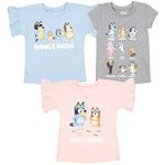 Bluey Bingo and Friends [SizeRangeDescription1] 3 Pack Graphic T-Shirts [SizeDescription1], Blue / Grey / Pink, 6