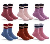 Girls Wool Socks Kids Winter Warm Socks Thick Thermal Crew Socks for Girls 6 Pairs Mix Colour 6-8 Years