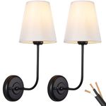 PASSICA DECOR Hardwired Wall Sconces Set of 2 Pack Modern Industrial Sconces Wall Lighting with Fabric Shade Wall Lamps for Bedroom Bedside Living Room Dining Room Farmhouse Wall Light Fixtures