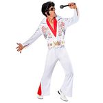 Rubie's 889050S000 Deluxe Adult Elvis Costume Fancy Dress, Men, White, Small Chest 38"