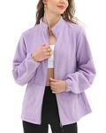 Argstar Lavender Fleece Jacket for Women, Lightweight Full Zip Classic Soft Casual Recreation Coat with Zipper Pockets Lavender M