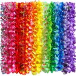 36 Counts Hawaiian Leis Necklace Tropical Luau Hawaii Silk Flower Lei Theme Party Favors Wreaths Headbands Holiday Wedding Beach Birthday Decorations (3 Dozens)