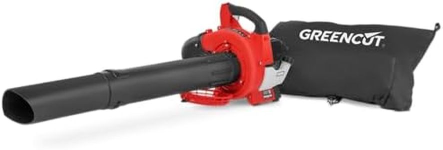 GREENCUT EBV260X - Soplador Aspirador de Hojas de Gasolina de 26cc, Velocidad máx 225km/h, Bolsa Recogida de 35L, Incluye 2 Tubos para el aspirado