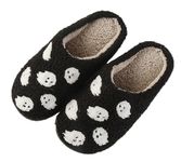 Hzxsny Halloween Slippers for Women Men Fuzzy Preppy Slipper Warm Funny Spooky Cloud Slipper House Couple Slipper Memory Foam Shoes, Ghost-black, 10.5-11 Women/8.5-9 Men