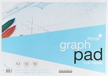 Silvine A3 Graph Pad. 50 Sheets of Quality 90gsm Paper, Printed 1-5-10mm Graph. Ref A3GP,Blue