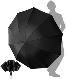 Chakipee Travel Windproof Strong Compact Umbrella - 10 Ribs Black Portable Umbrella for Men and Women - Inverted Folding Automatic Umbrellas for Wind and Rain, 210T Fabric 105cm Span