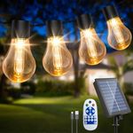 ULIGHTOWN Solar Festoon Lights Outdoor,14M/46FT Edsion Solar String Lights with 25 Shatterproof Bulbs,USB Port & Remote,8 Modes & 4 Brightness, IP65 Waterproof Garden Lights for Gazebo Patio Party
