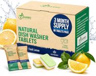 Natural Dishwasher Detergent Tablets - Plant Based Alternative Refill Pack Dishwashing Tabs - Eco-Friendly And Plastic Free Way To Cleaner Dishes - 30/60/90 Refills Dish Washer Soap Pods (90)