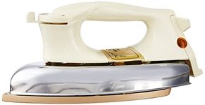 Bajaj DHX-9 1000W Heavy Weight Dry Iron with Advance Soleplate and Anti-Bacterial German Coating Technology, Ivory