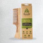 Rusabl (Wide Tooth) Neem Comb Wooden Comb For Multi-Actions - Detangling, Frizz Control & Shine, Rusabl Oil Treated Neem Comb, Promotes Hair Growth & Prevents Damage, Comb With Wooden Teeth